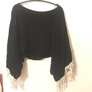 black flowy crop top